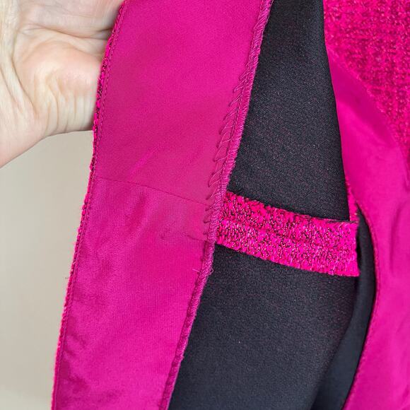 Lela Rose Metallic Pink Knit Tweed Sleeveless A-Line Cocktail Dress Sz 4 - Picture 7 of 10